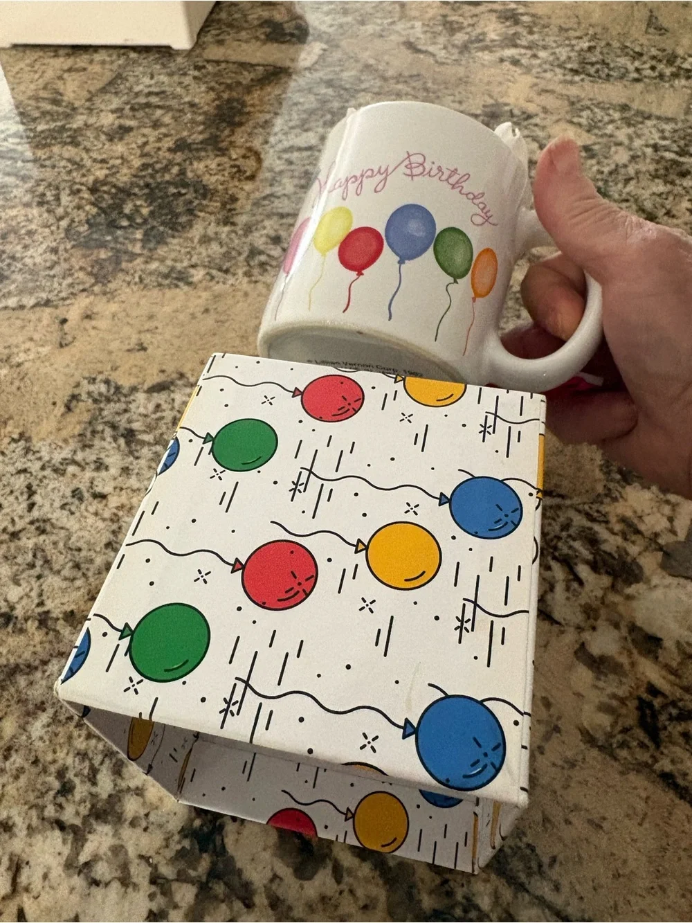 Happy Birthday Balloon Ceramic Mug - White Festive Gift
